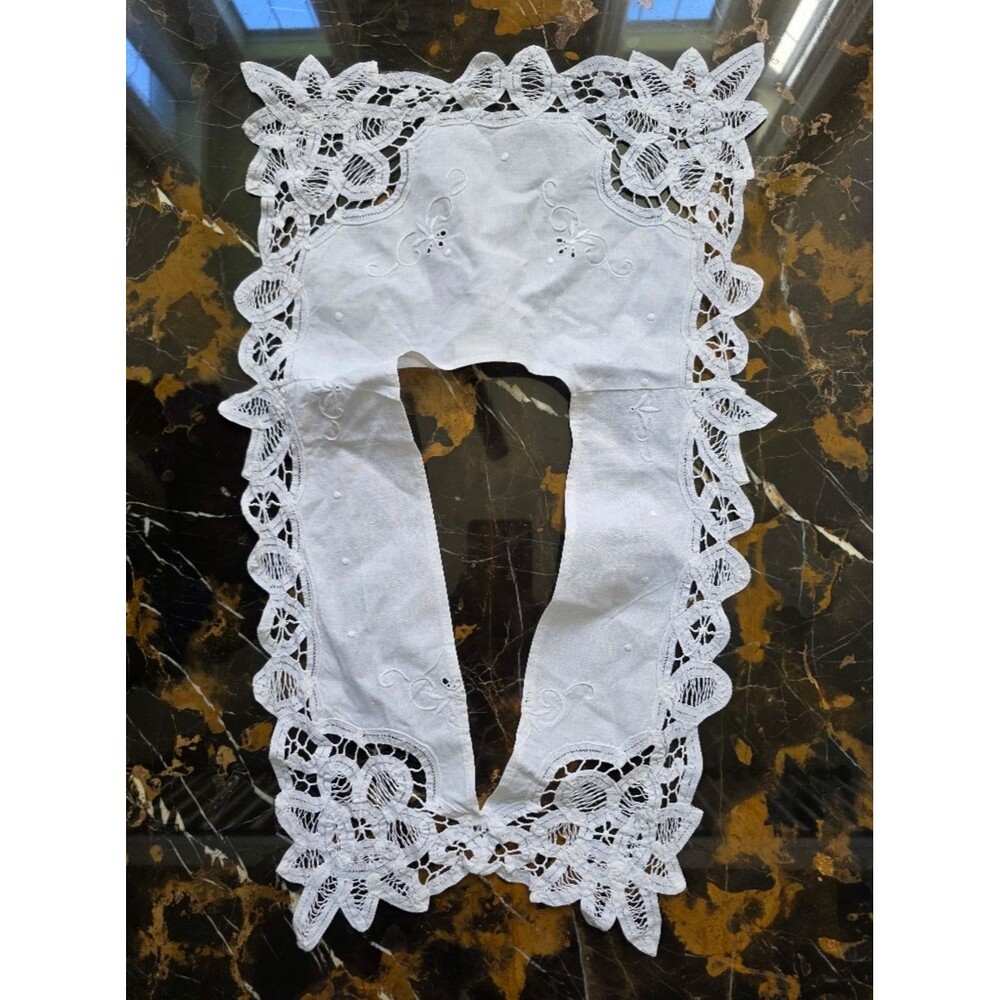 Vintage Cotton Eyelet Lace Cutout Embroidered Collar Cottagecore Adult Pointy